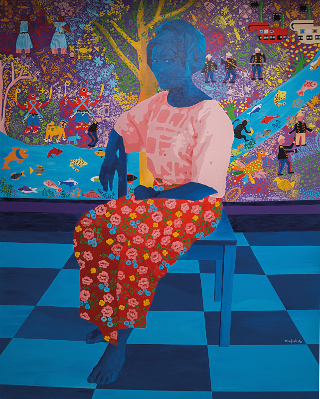 Révélation ! Art contemporain du Bénin : Moufouli Bello Tassi hangbé, 2020 Acrylique sur toile, 250 ! 200 cm © Collection particulière